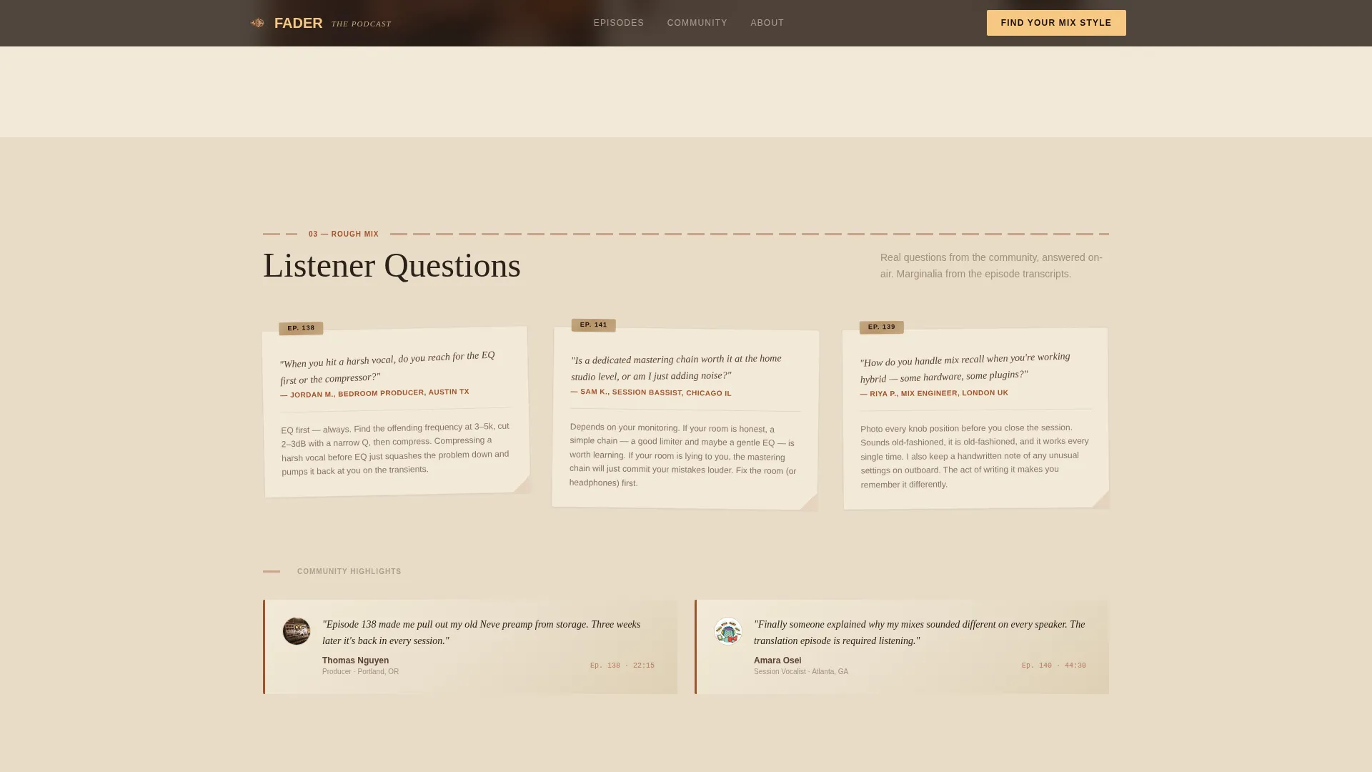 Immersive Music Production Podcast Landing Page Template