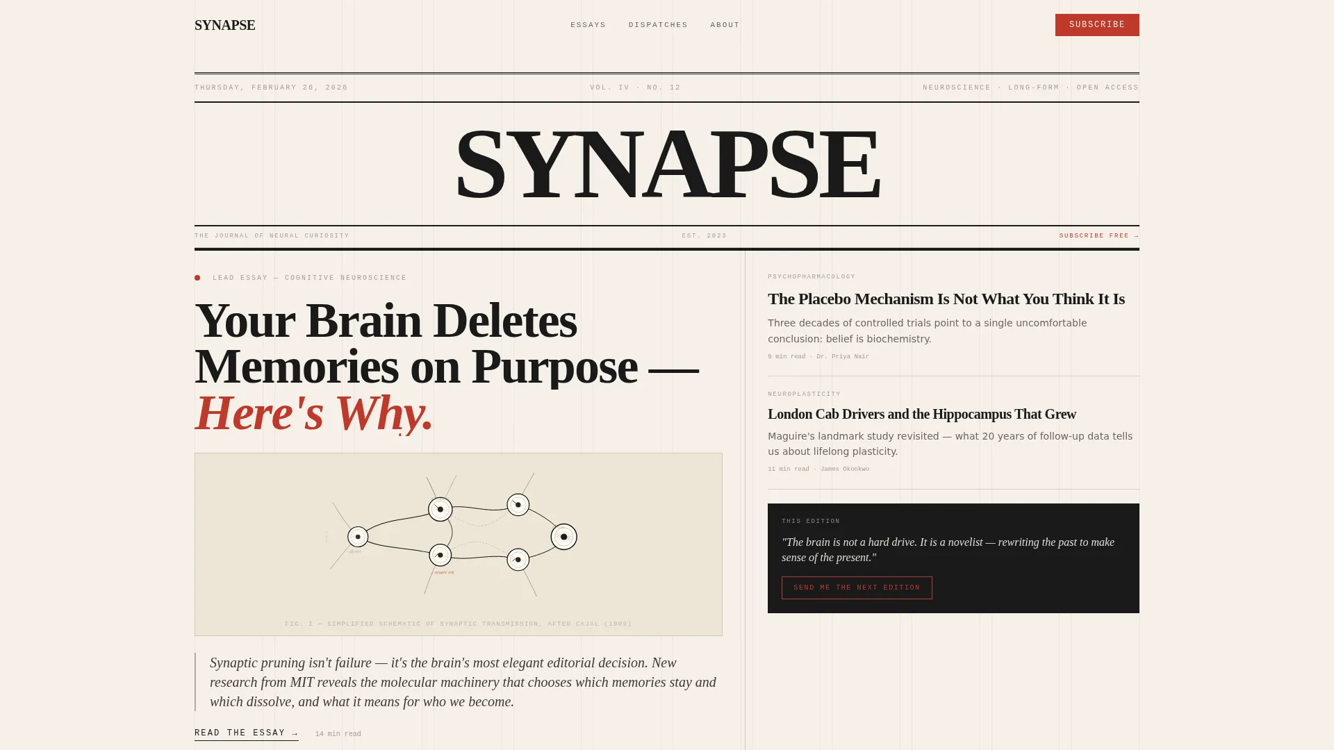 Bold Neuroscience Editorial Landing Page Template