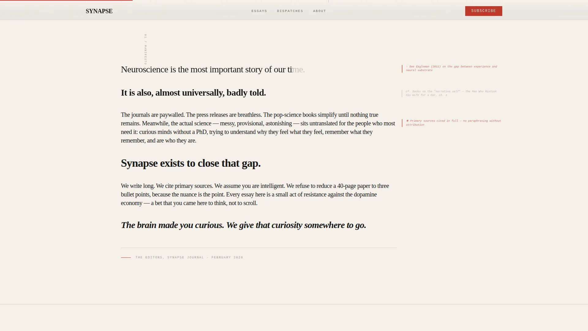 Bold Neuroscience Editorial Landing Page Template