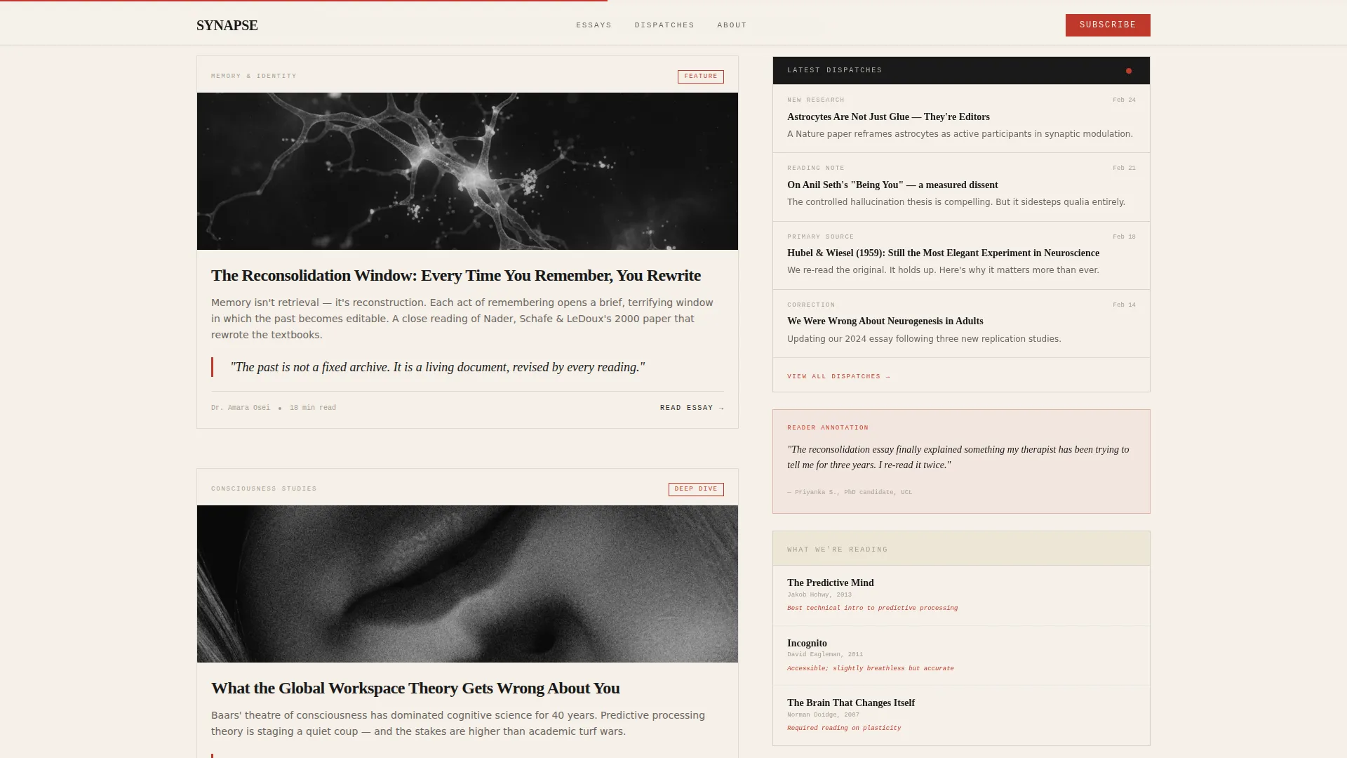 Bold Neuroscience Editorial Landing Page Template