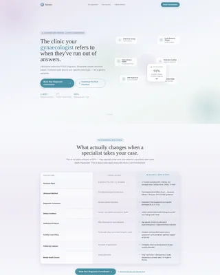 PCOS Specialist Clinic Comparison Table Landing Page