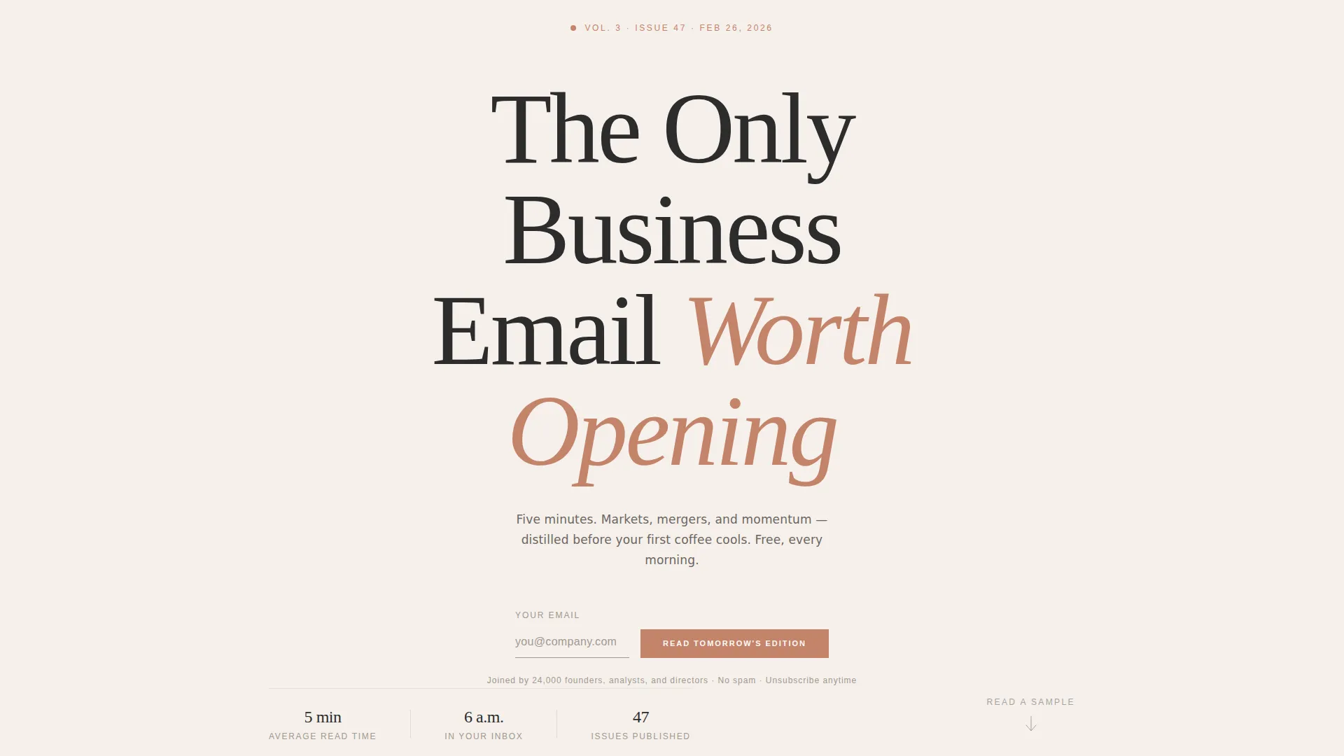 Curated Newsletter Landing Page Template