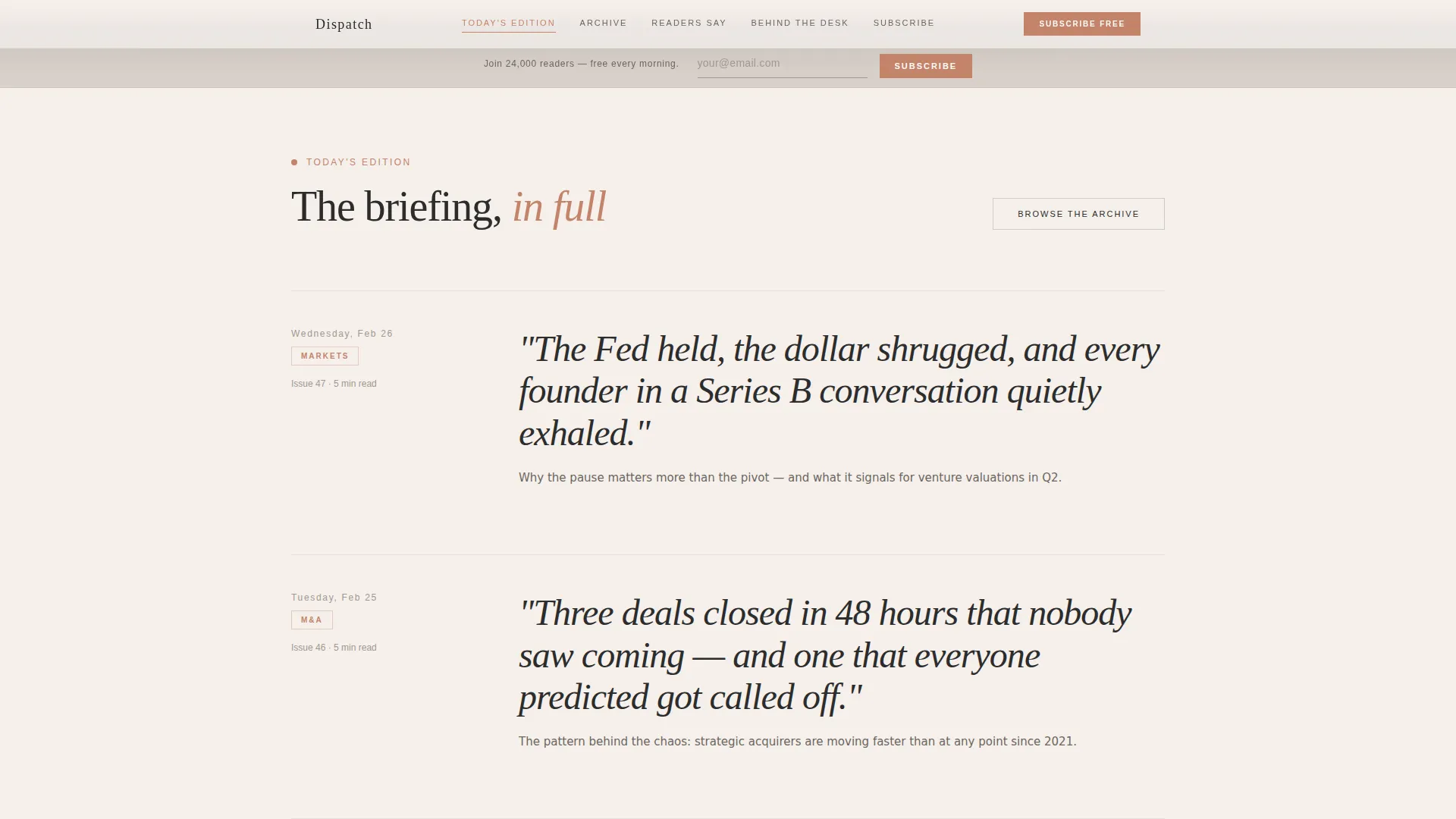 Curated Newsletter Landing Page Template