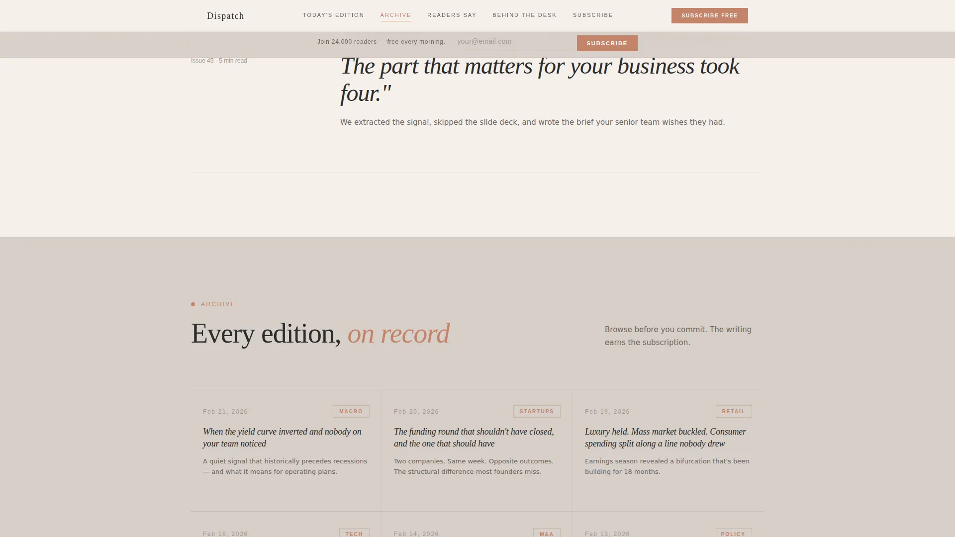 Curated Newsletter Landing Page Template
