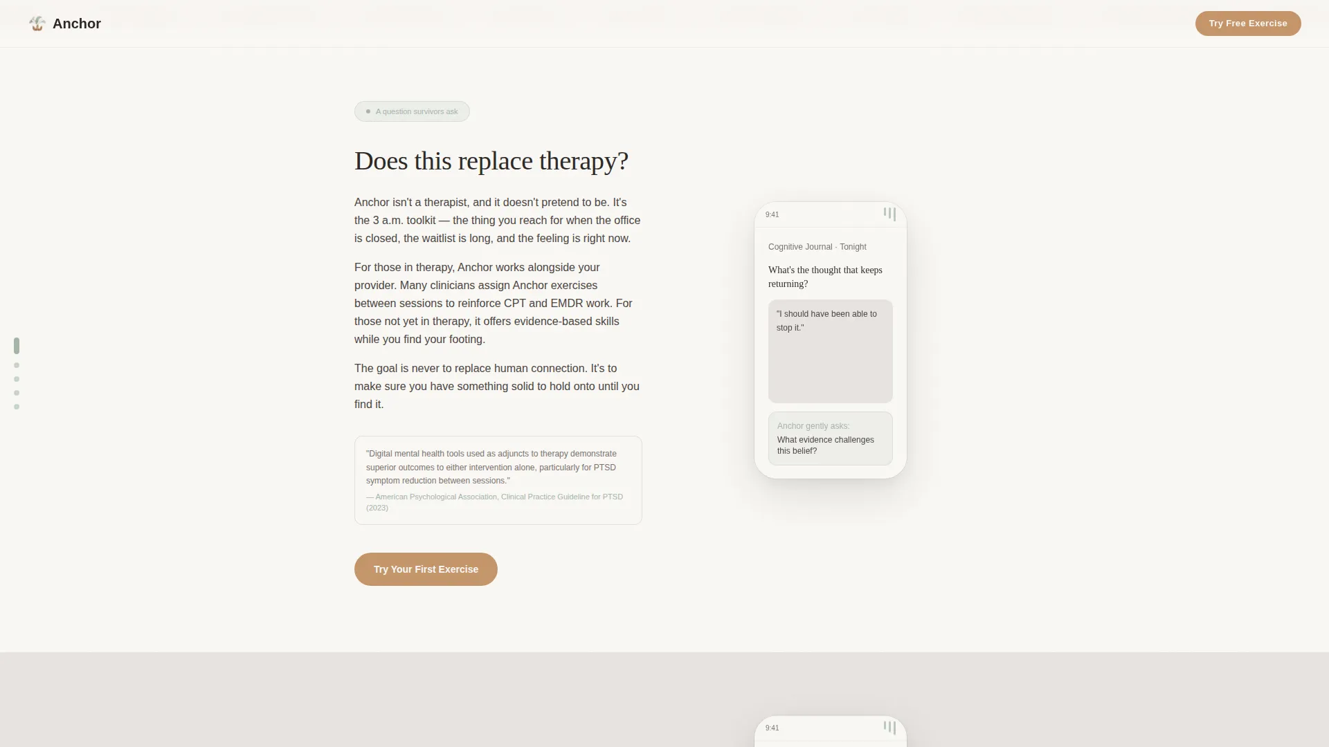 PTSD Digital Therapy App Landing Page Template