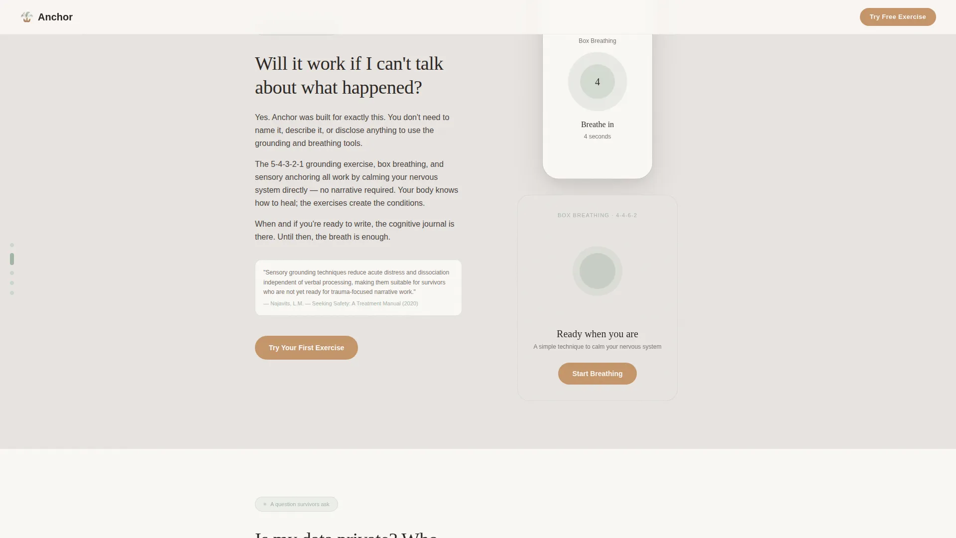 PTSD Digital Therapy App Landing Page Template