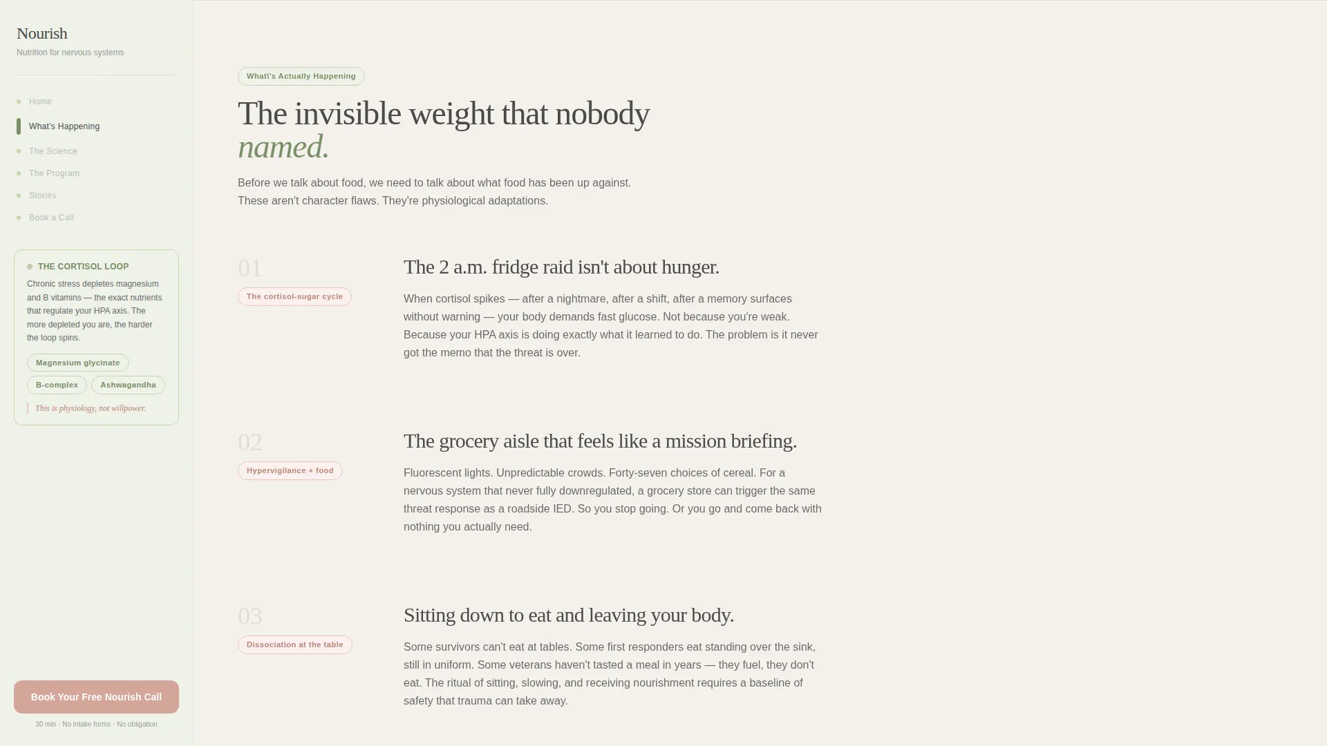 PTSD Nutrition Program Landing Page Template