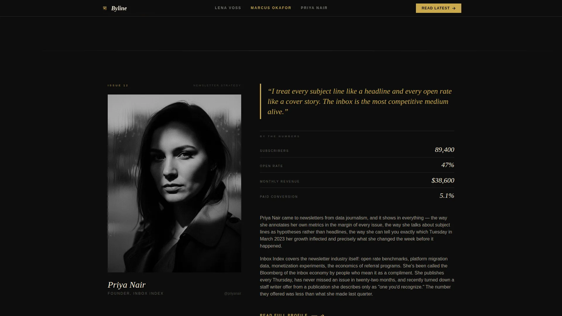 Cinematic Newsletter Interview Landing Page Template
