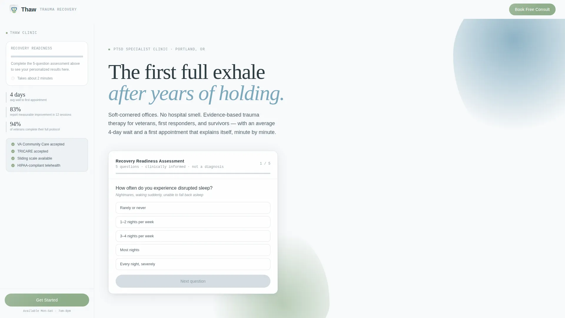PTSD Specialist Landing Page Template for Trauma Clinics