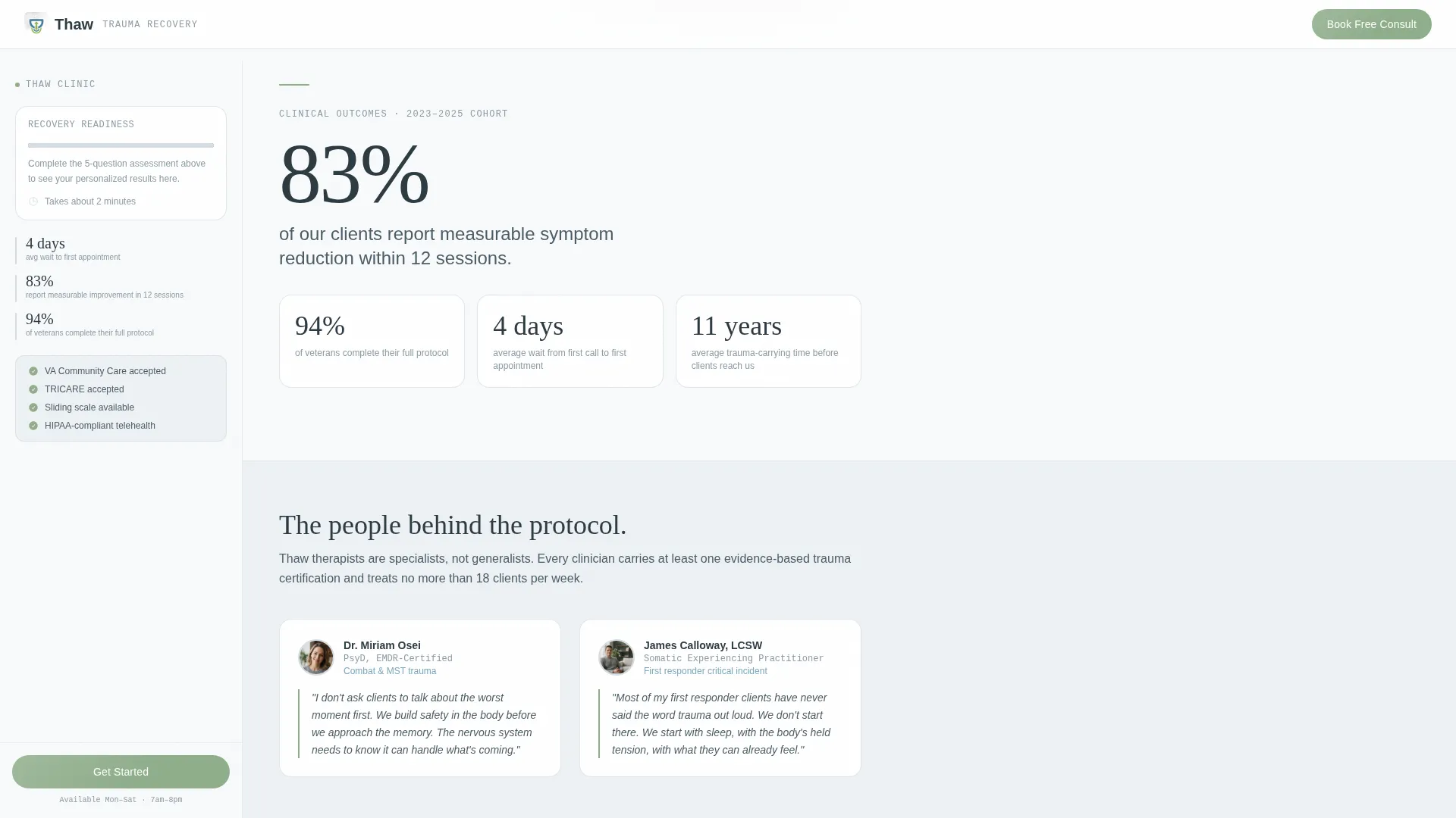 PTSD Specialist Landing Page Template for Trauma Clinics