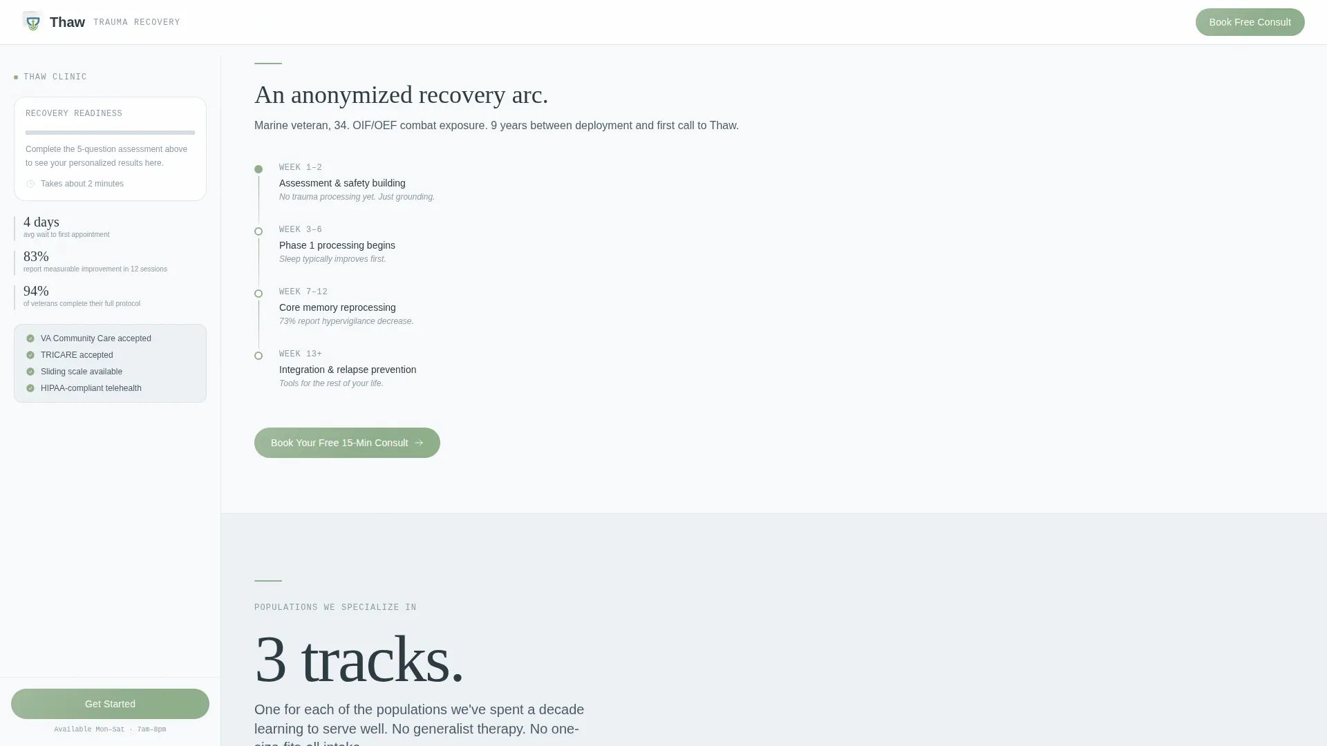 PTSD Specialist Landing Page Template for Trauma Clinics