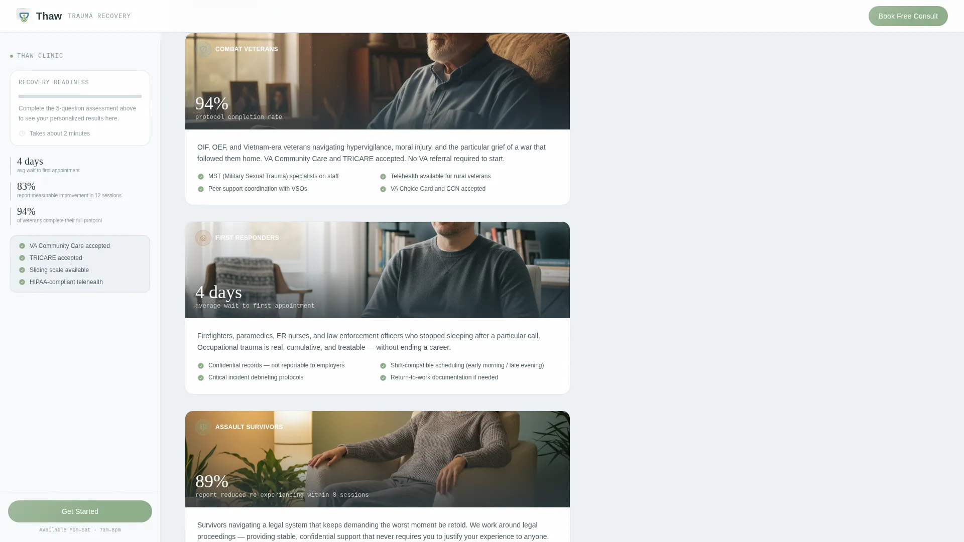 PTSD Specialist Landing Page Template for Trauma Clinics