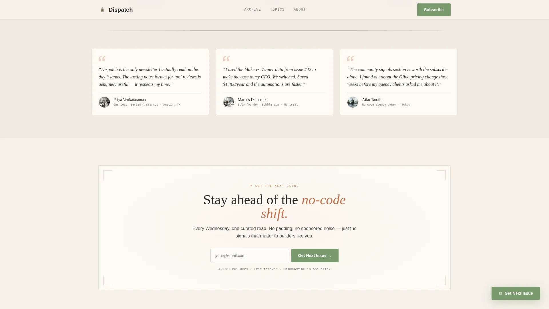 No-Code Newsletter Landing Page Template