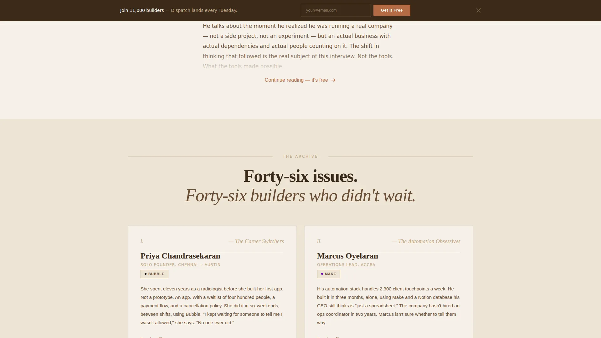 No-Code Newsletter Editorial Landing Page Template