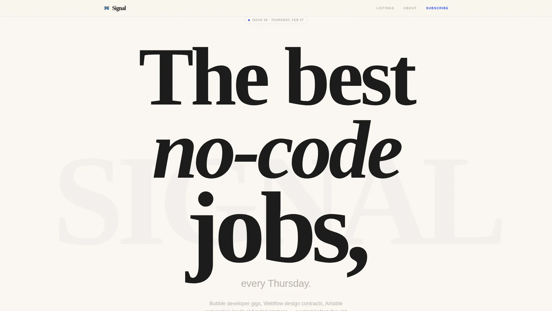 No-Code Jobs Newsletter Landing Page Template