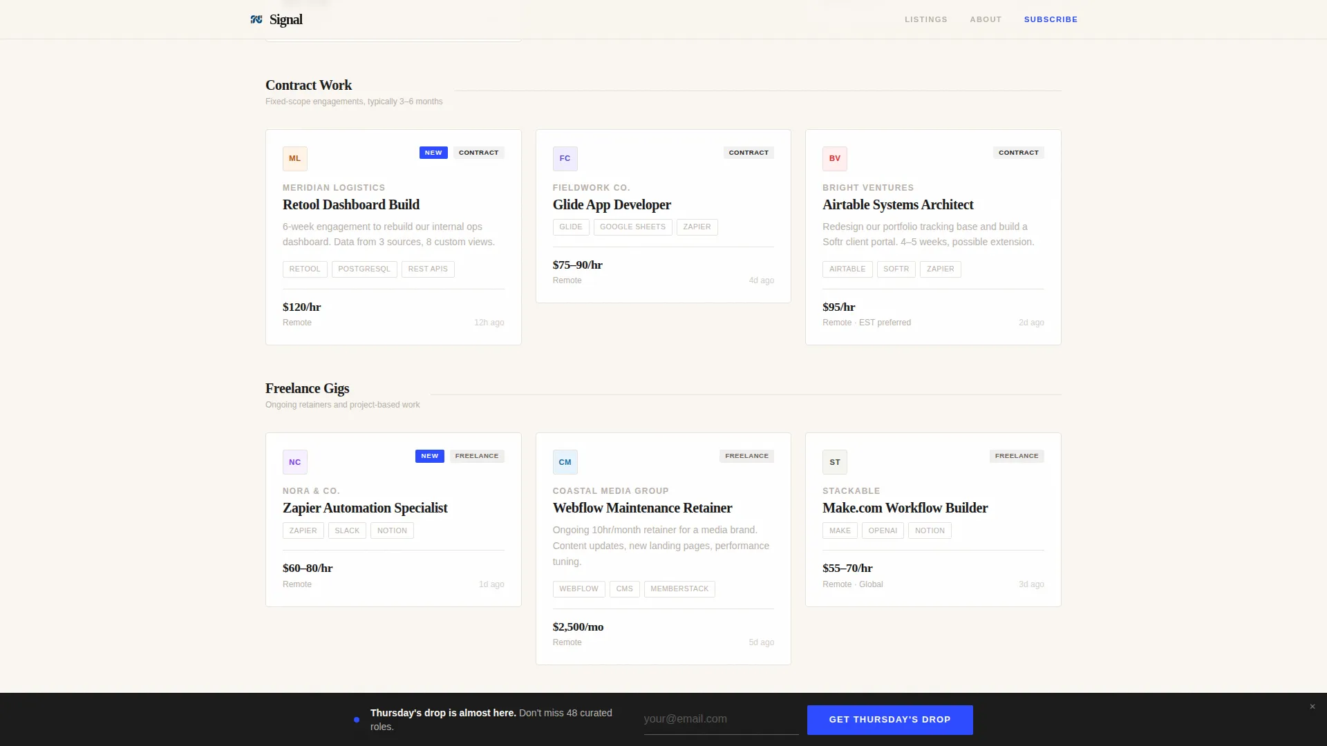 No-Code Jobs Newsletter Landing Page Template