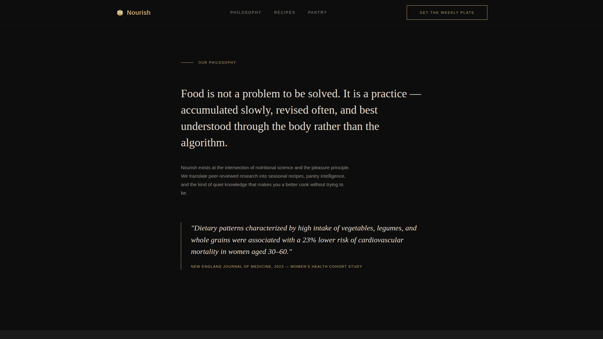 Elegant Nutrition Blog Landing Page Template