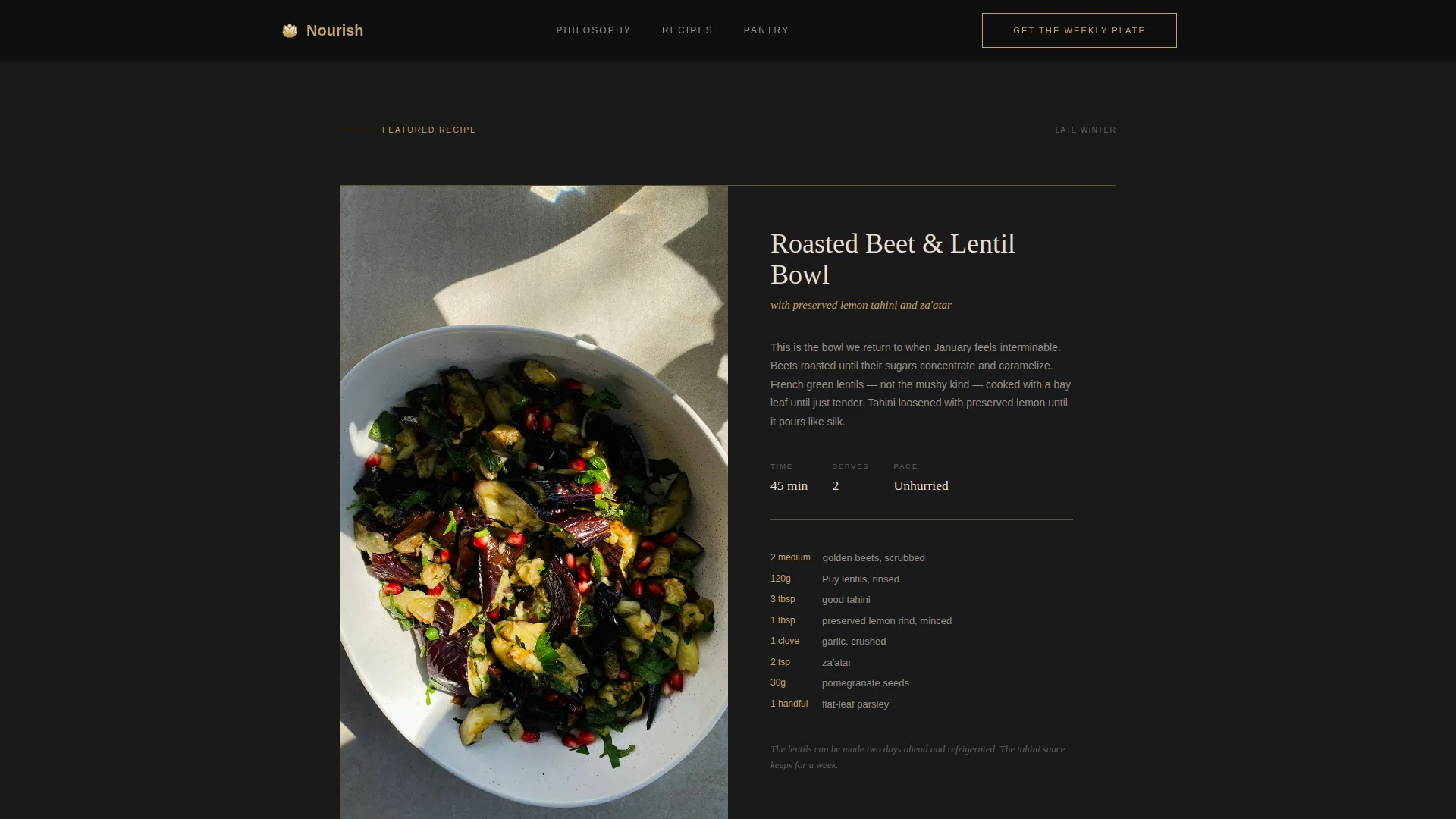 Elegant Nutrition Blog Landing Page Template