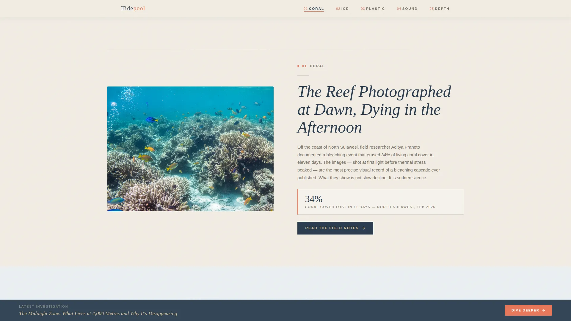 Ocean Conservation Blog Landing Page Template