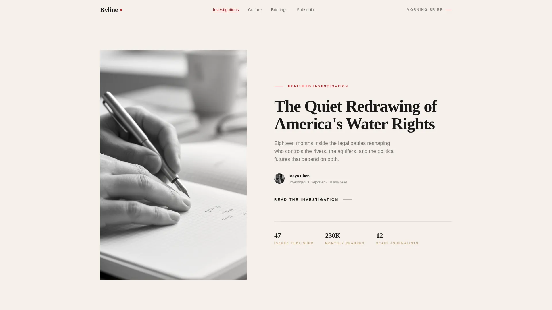 Editorial News Landing Page Template for Publications