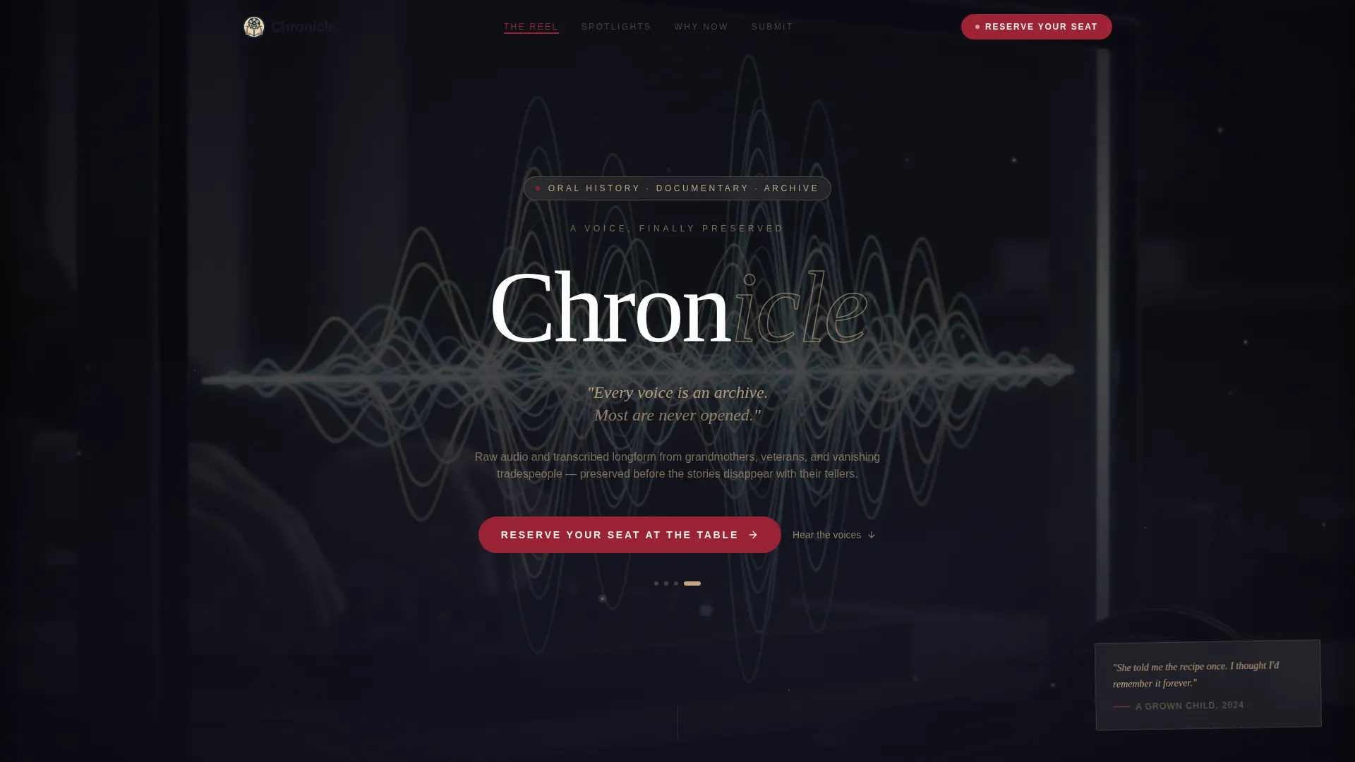 Oral History & Documentary Blog Landing Page