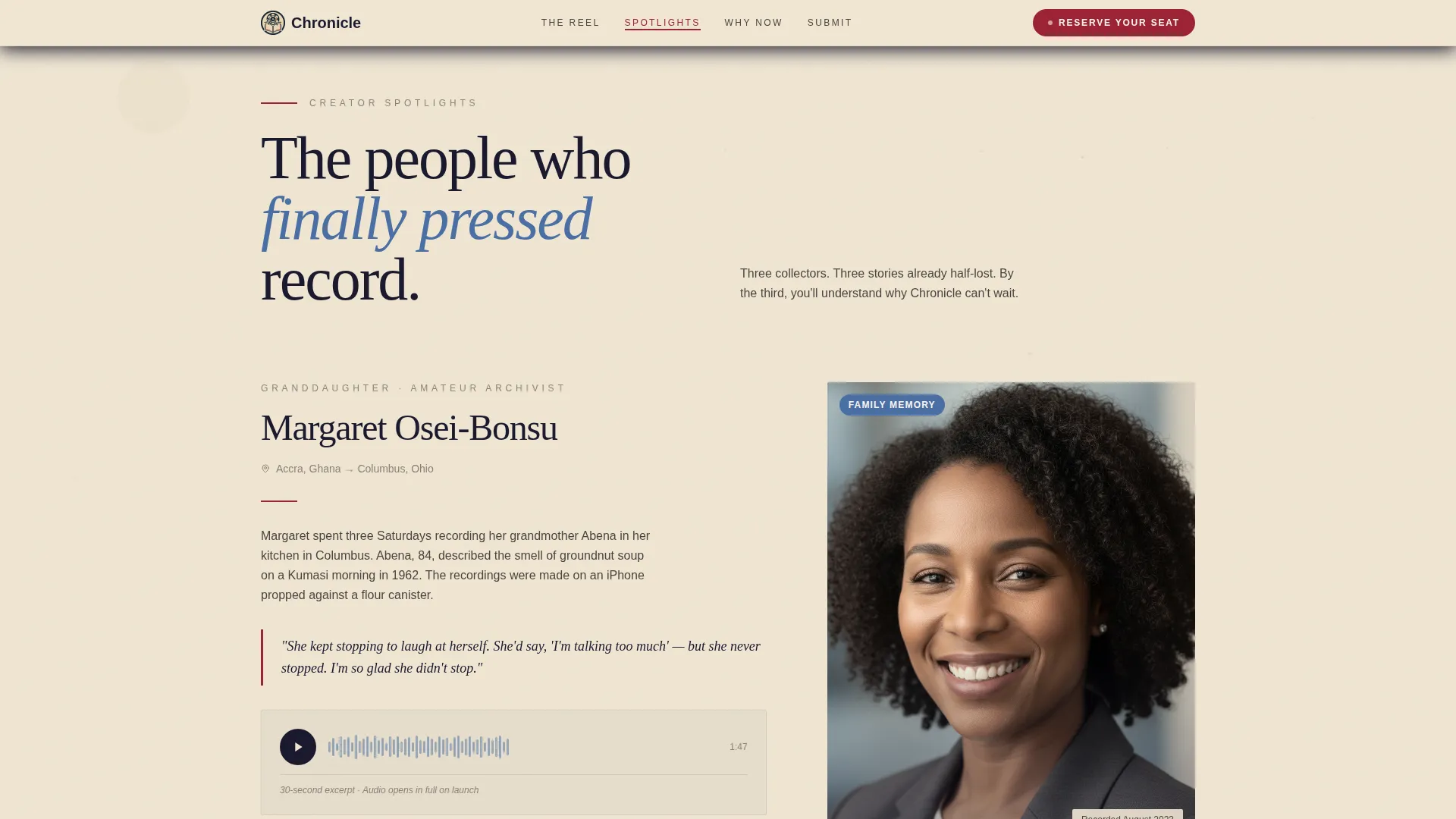 Oral History & Documentary Blog Landing Page