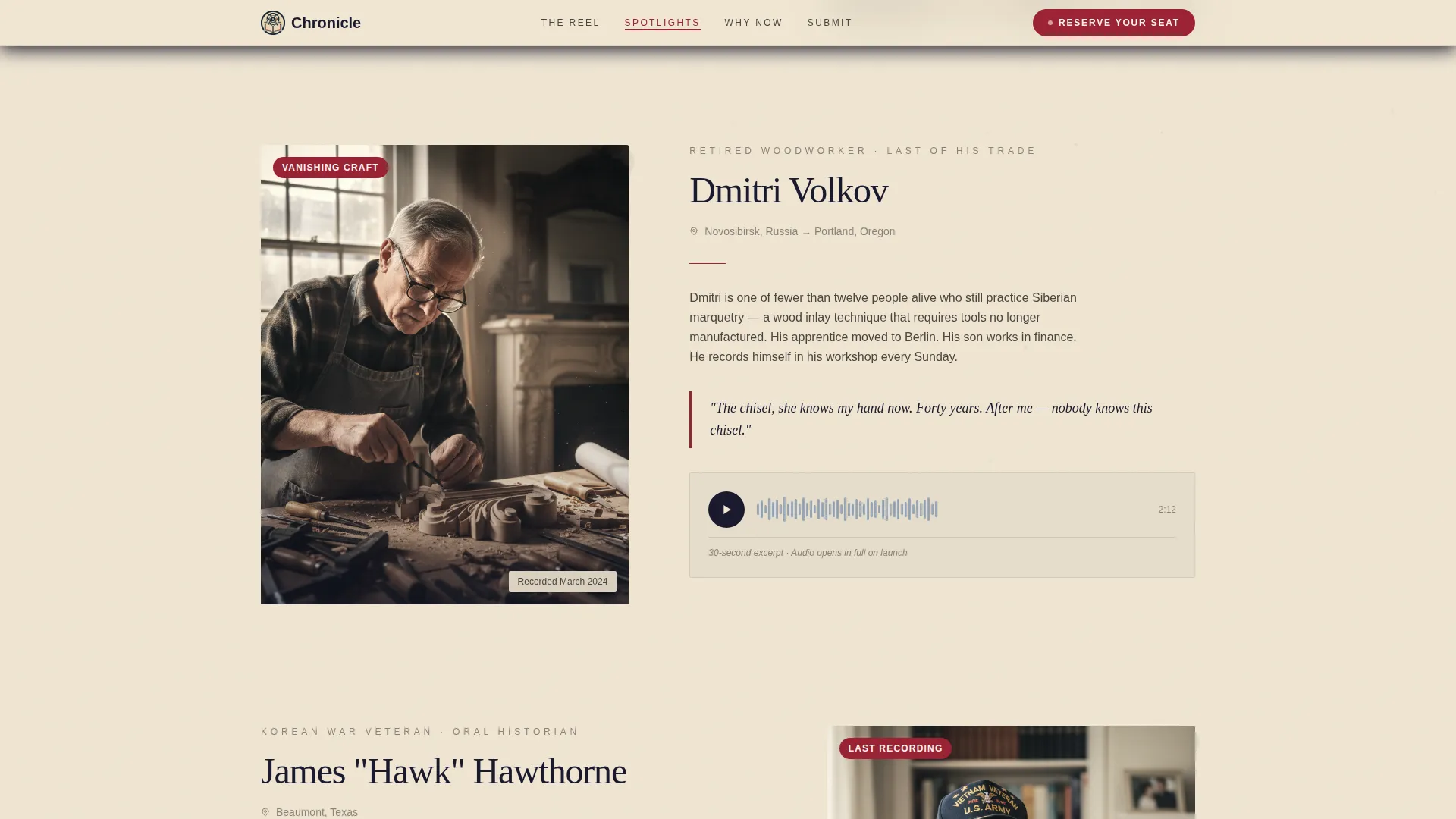Oral History & Documentary Blog Landing Page