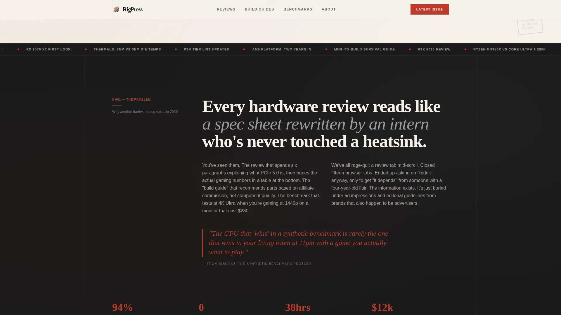 Bold PC Gaming Blog Editorial Landing Page