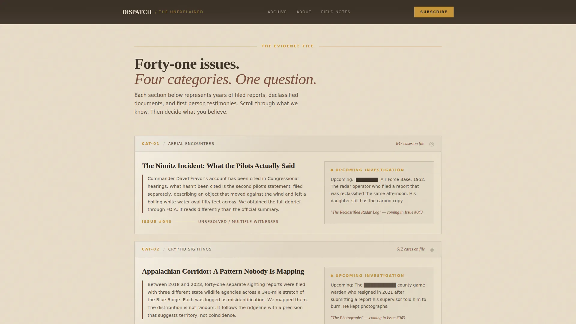 Paranormal Newsletter Landing Page Template