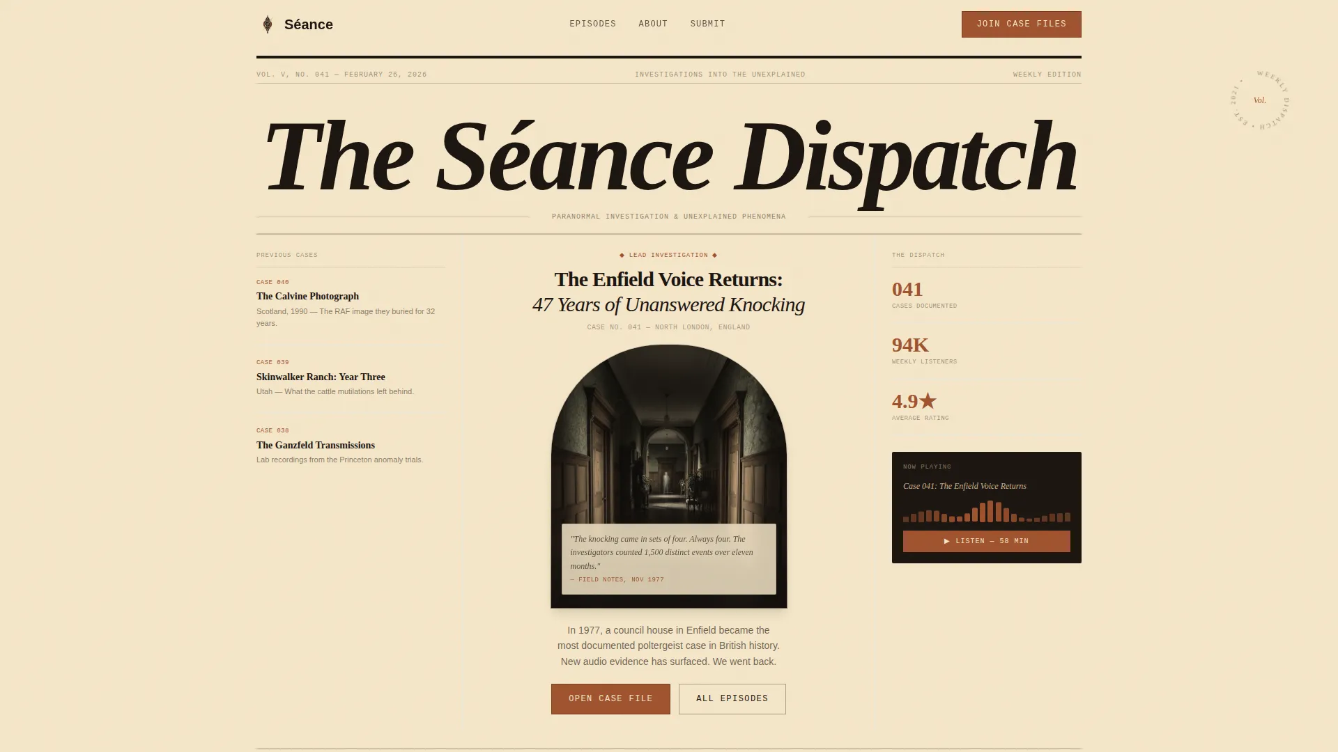 Paranormal Podcast Landing Page Template