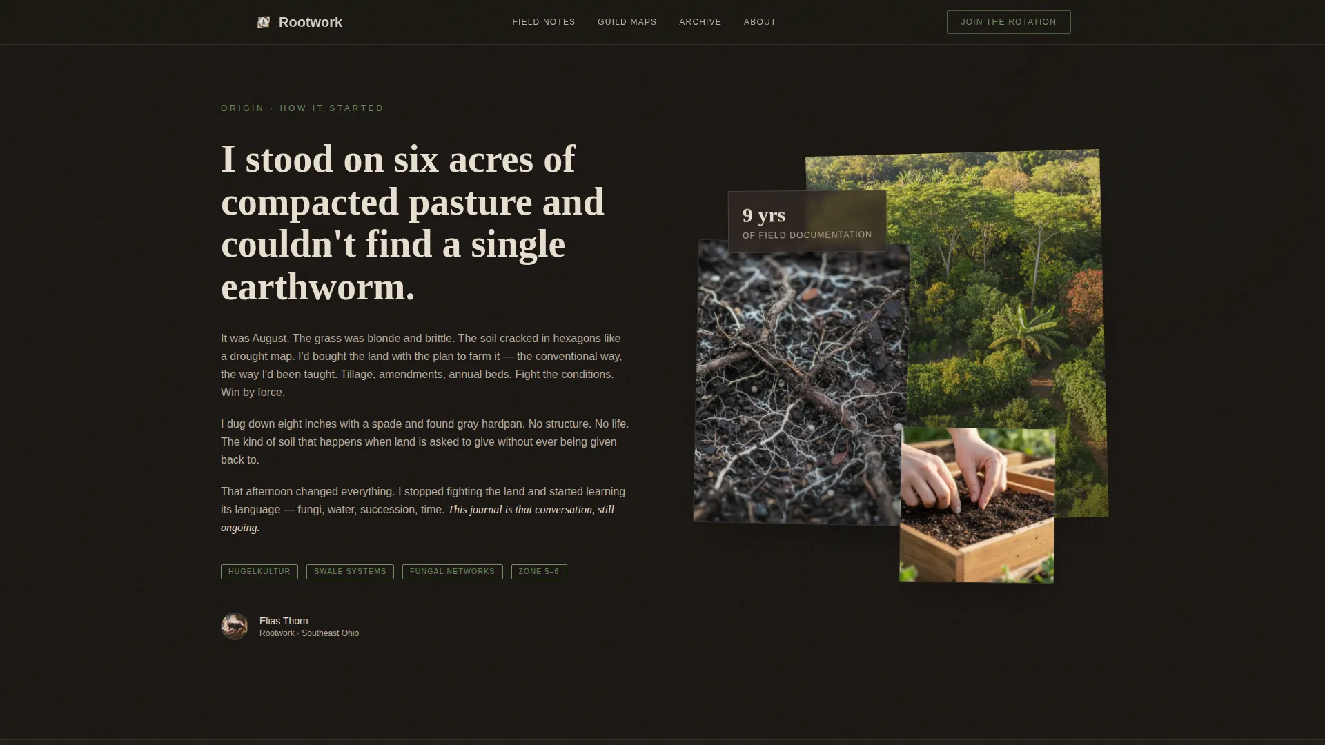 Cinematic Permaculture Blog Landing Page Template