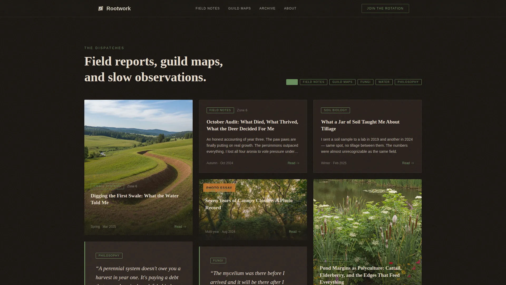 Cinematic Permaculture Blog Landing Page Template