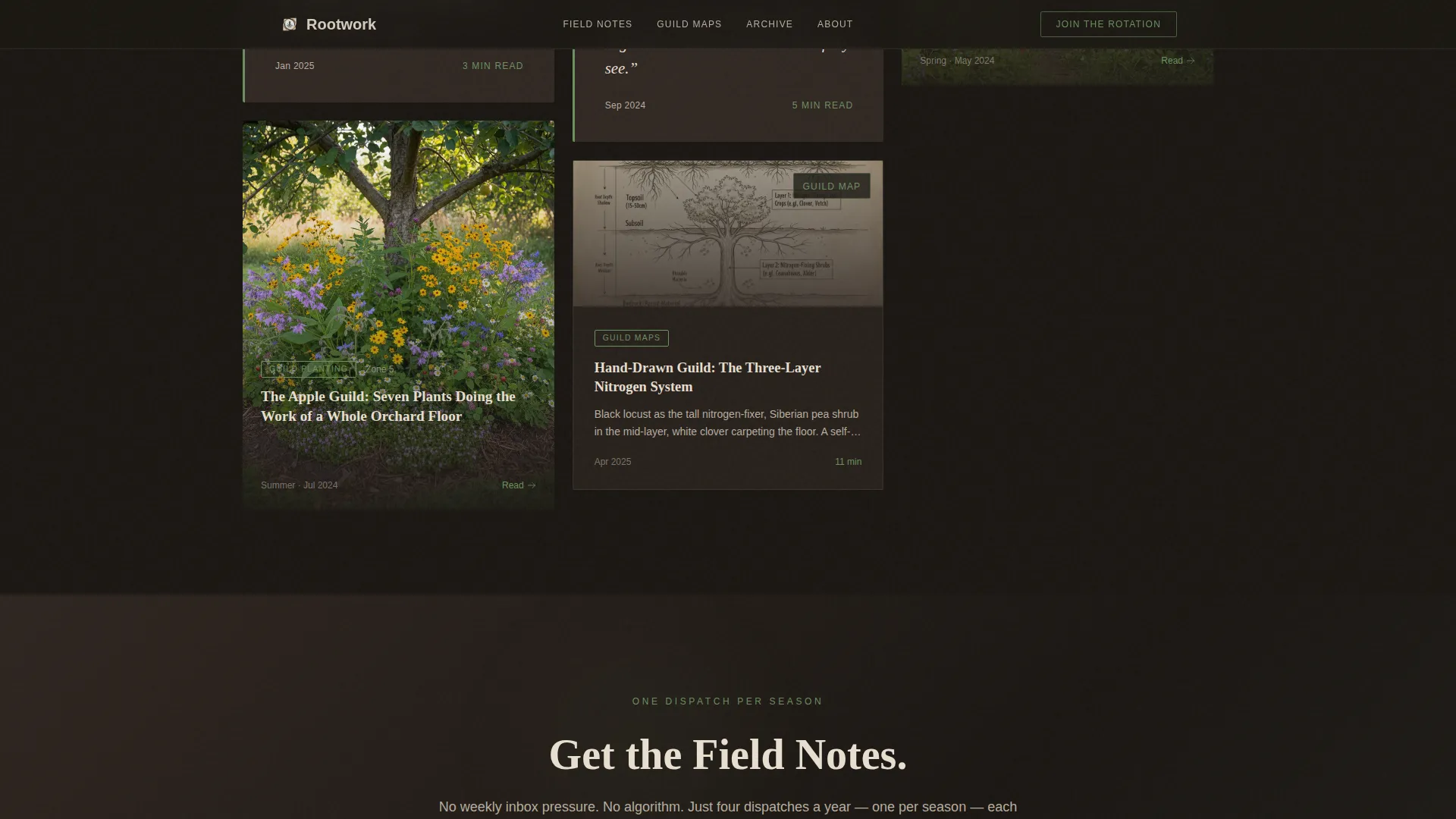 Cinematic Permaculture Blog Landing Page Template