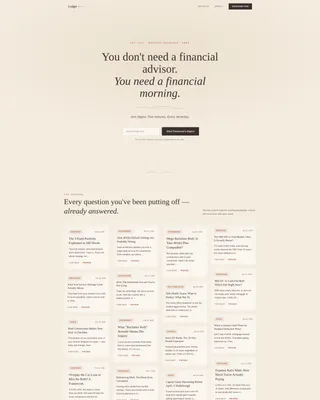 Artisan Personal Finance Newsletter Landing Page