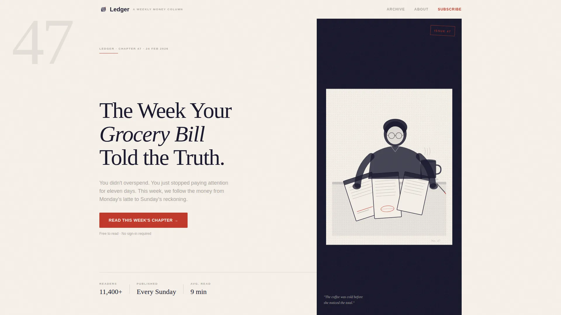Editorial Finance Newsletter Landing Page Template