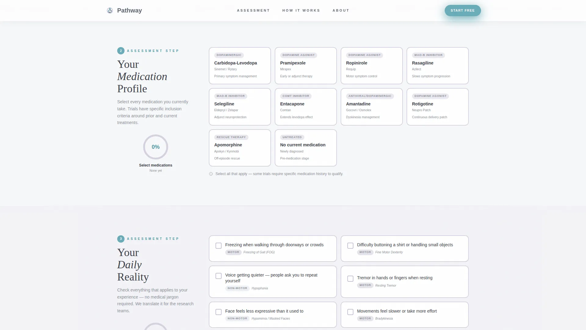 Parkinson's Clinical Trial Finder Landing Page