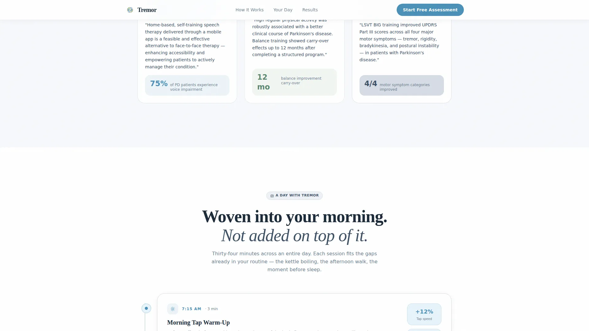 Parkinson's Disease Digital Therapy Landing Page