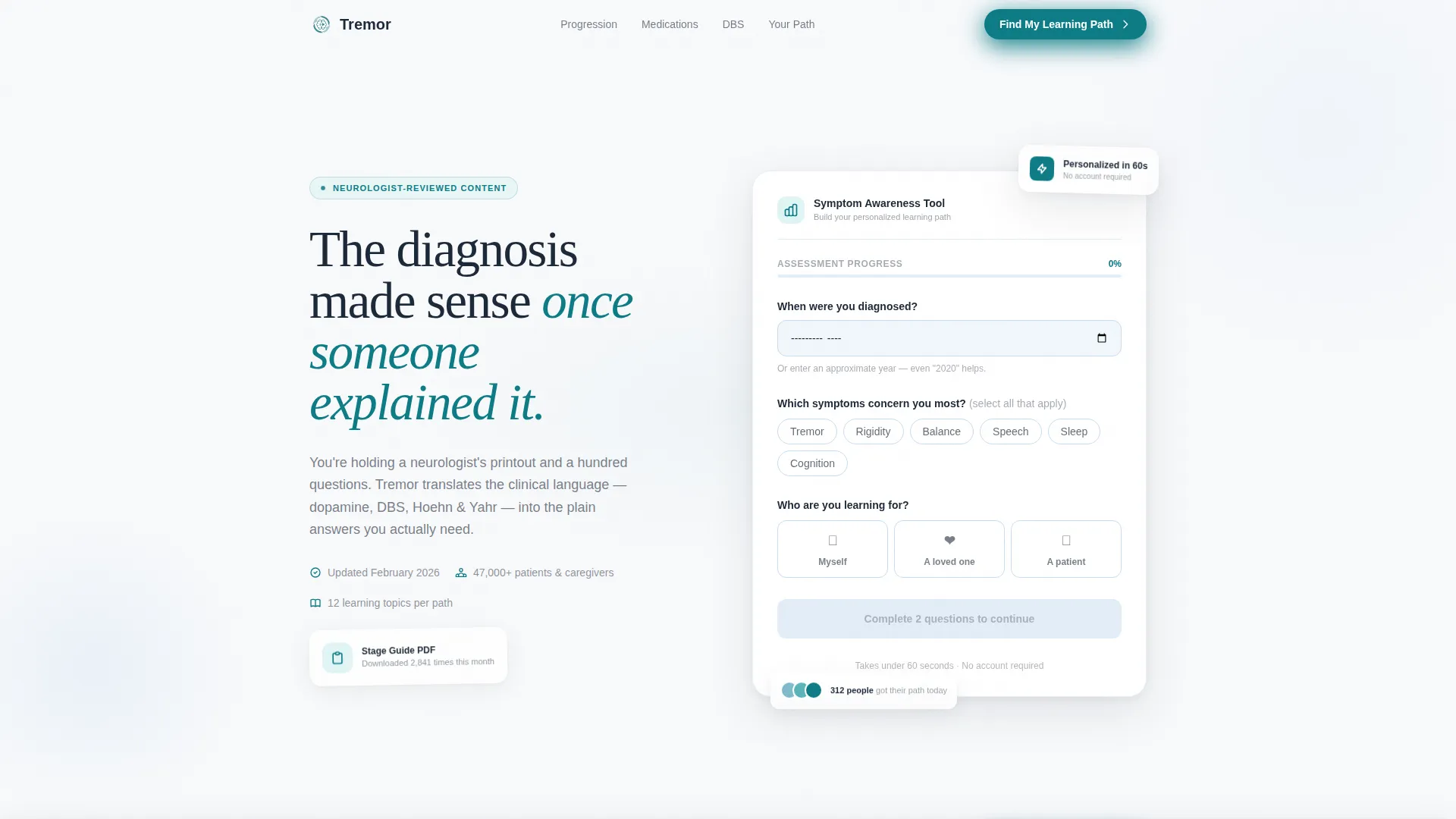 Parkinson's Disease Patient Education Landing Page Template