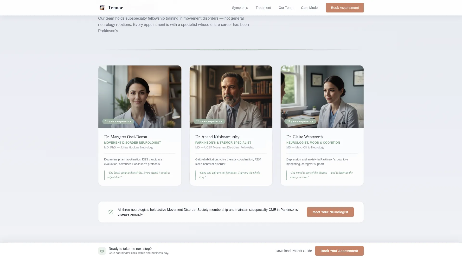 Parkinson's Disease Specialist Clinic Landing Page