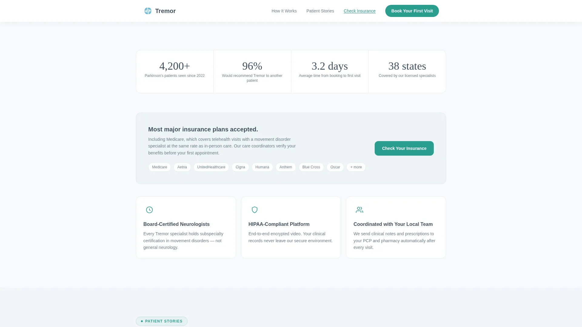 Parkinson's Disease Telehealth Landing Page Template