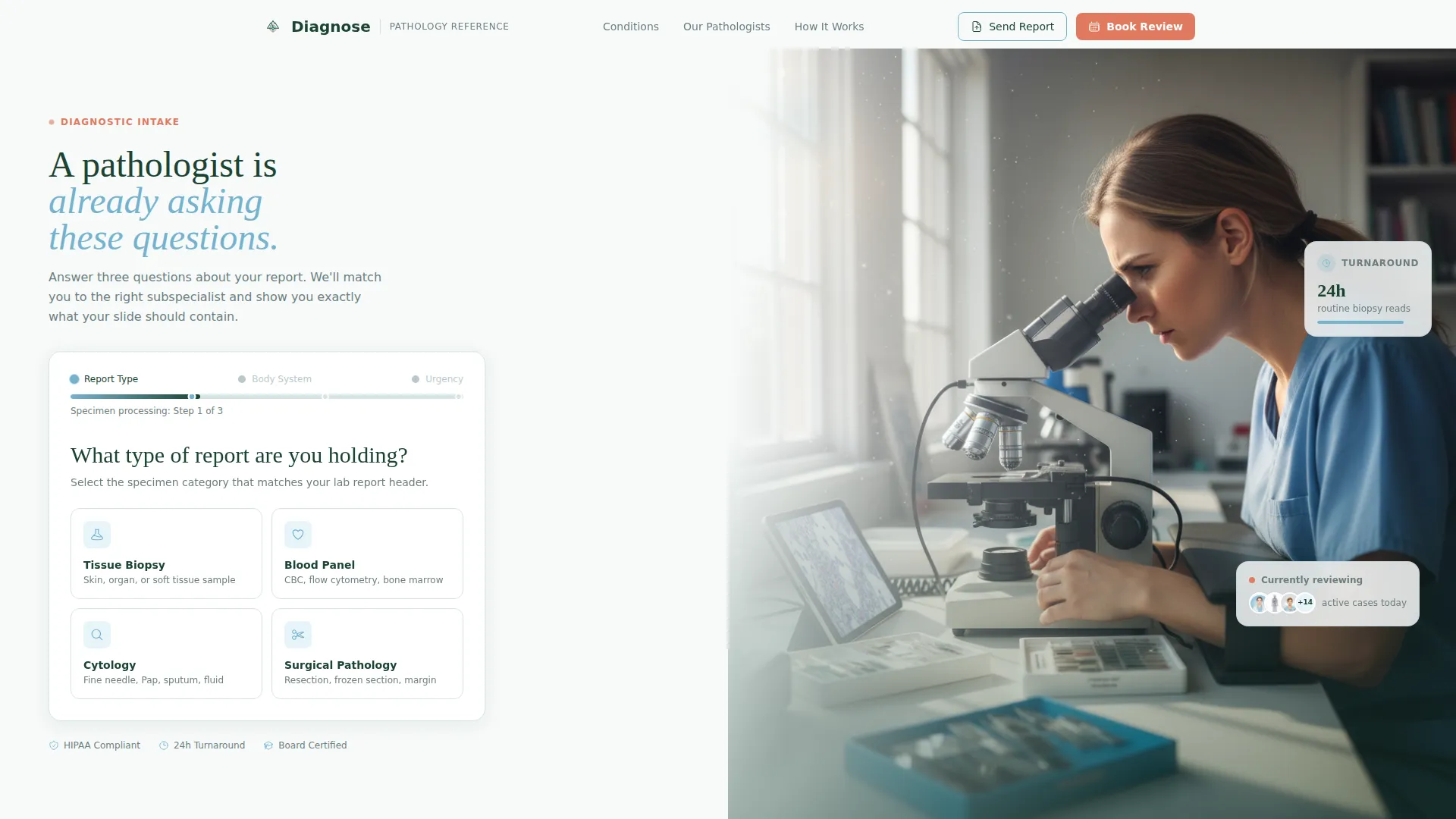 Pathologist Booking Website Template