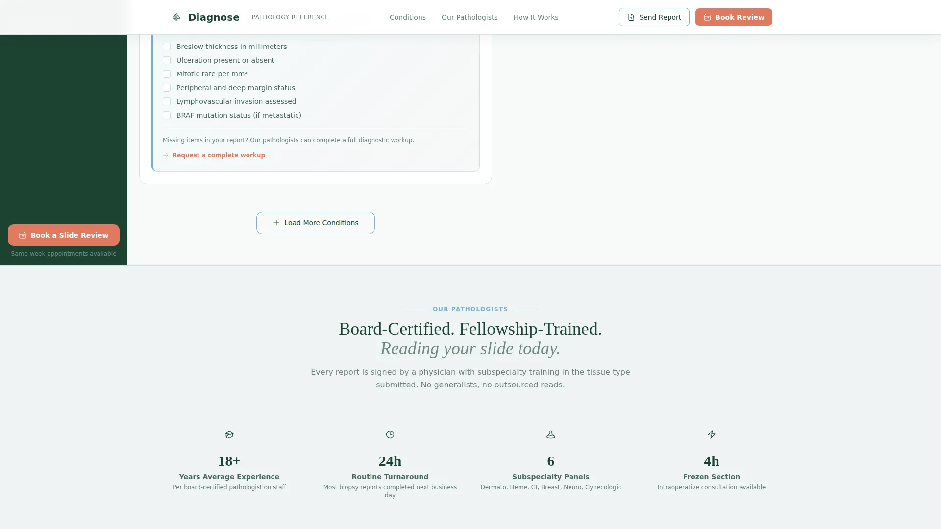 Pathologist Booking Website Template