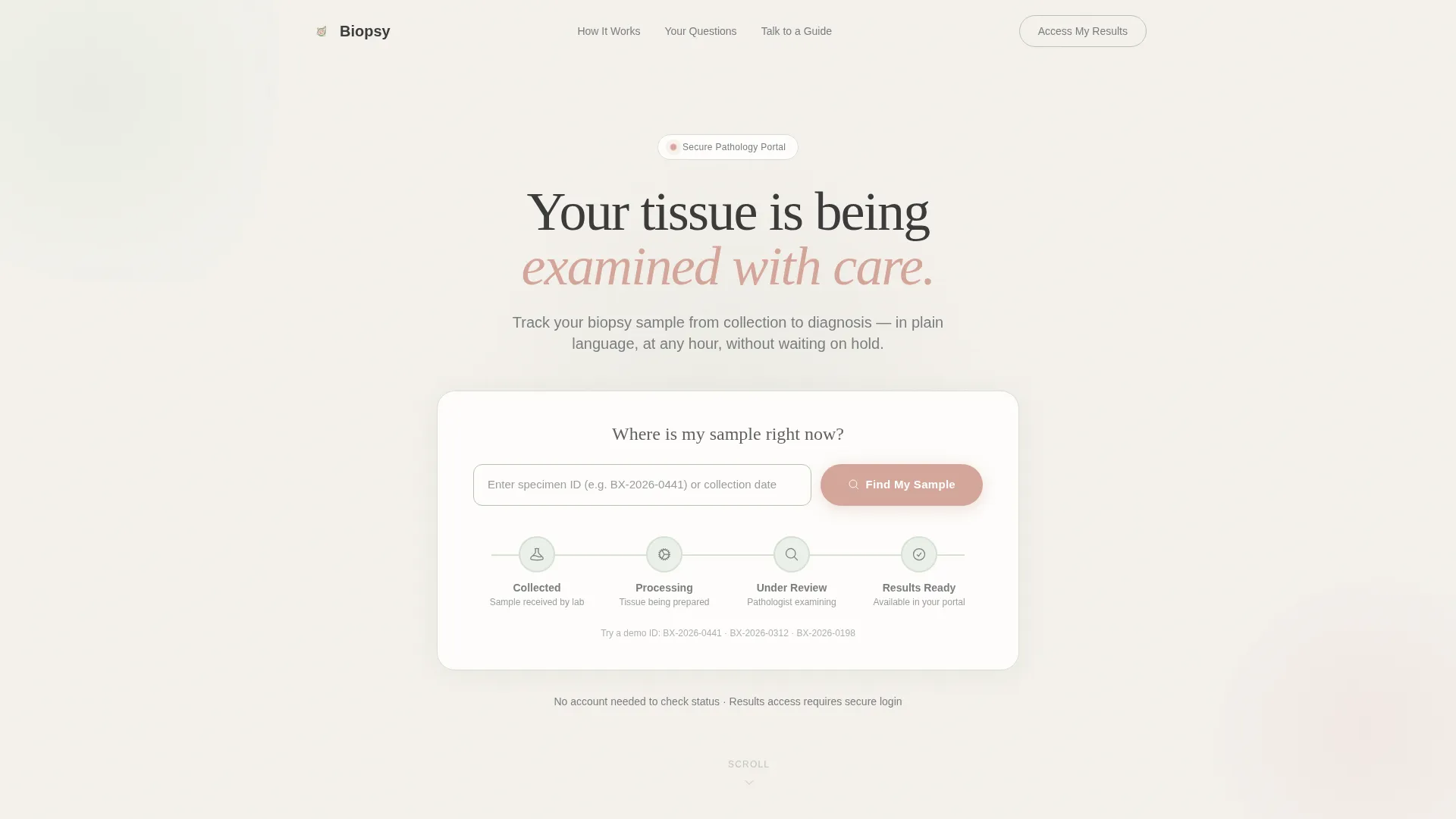 Patient Portal Landing Page Template for Pathologists