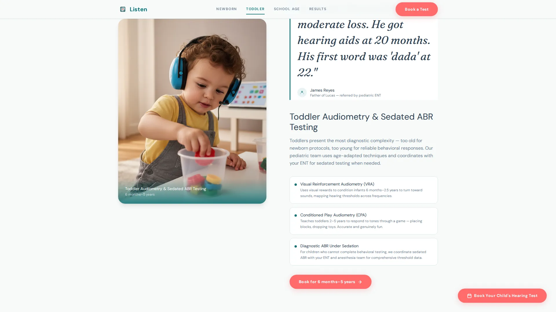 Pediatric Audiology Landing Page Template