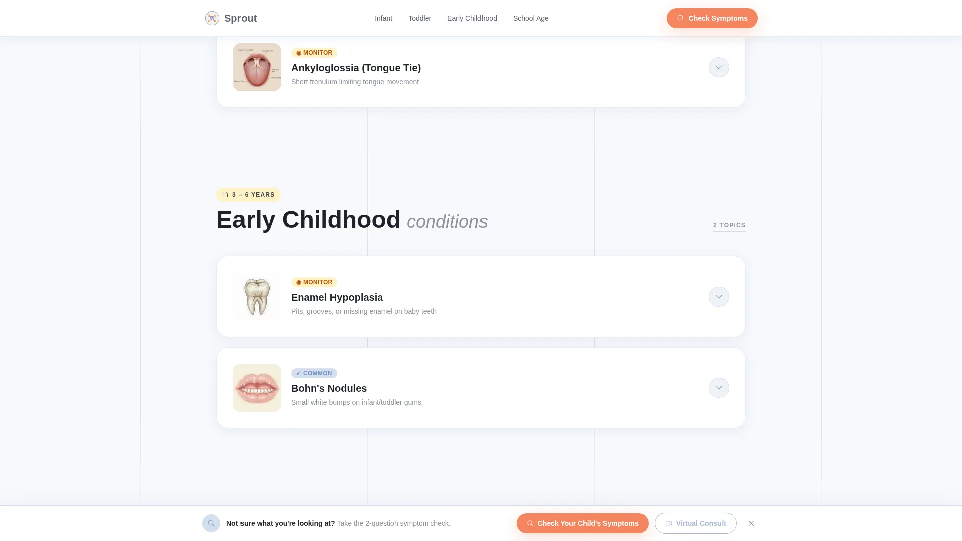 Pediatric Dentist Condition Library Landing Page