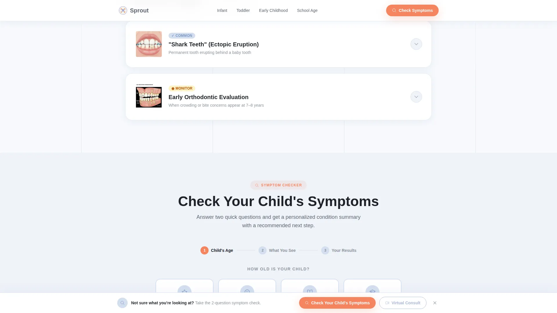 Pediatric Dentist Condition Library Landing Page