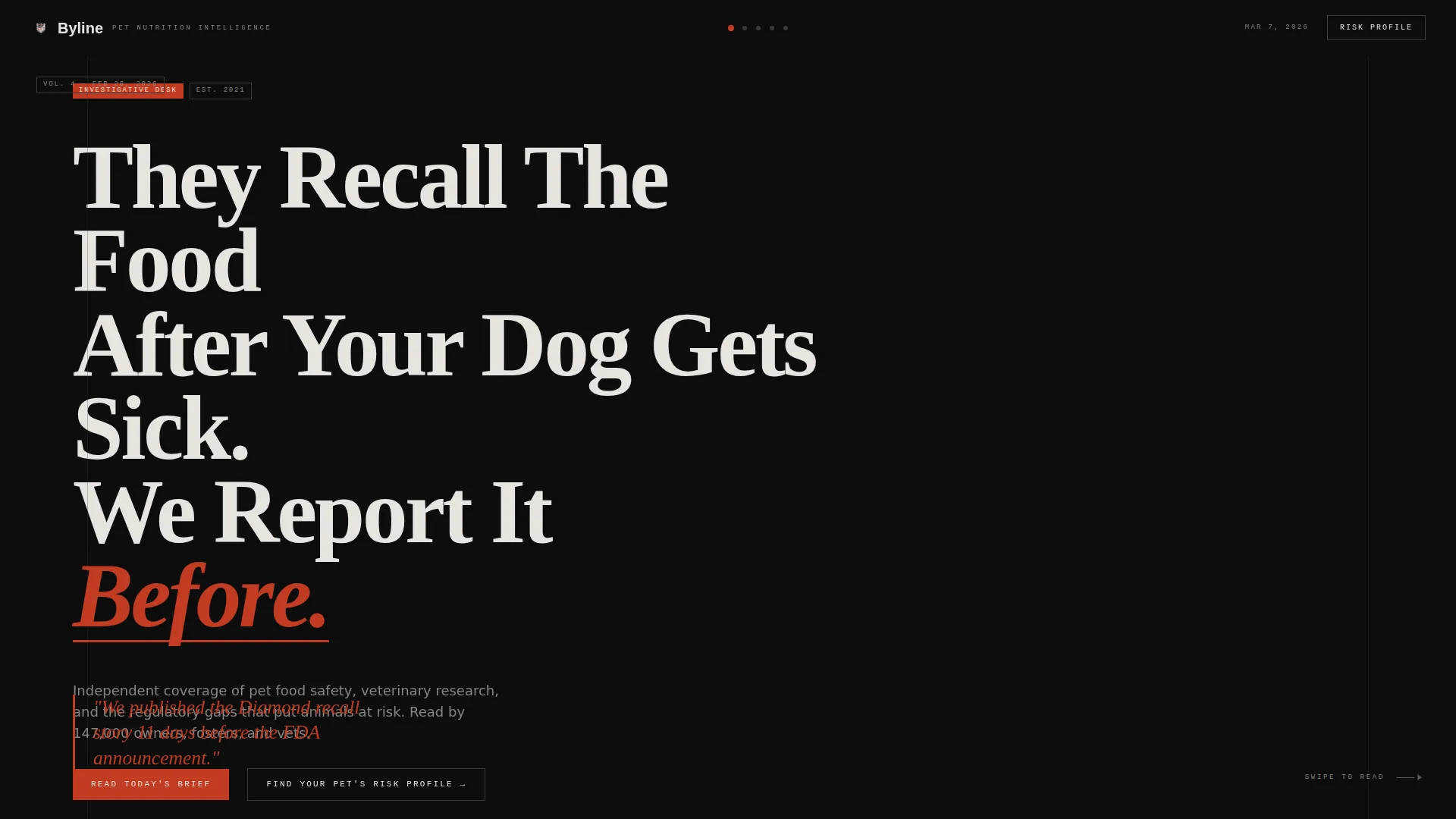 Investigative Pet Care News Blog Landing Page Template