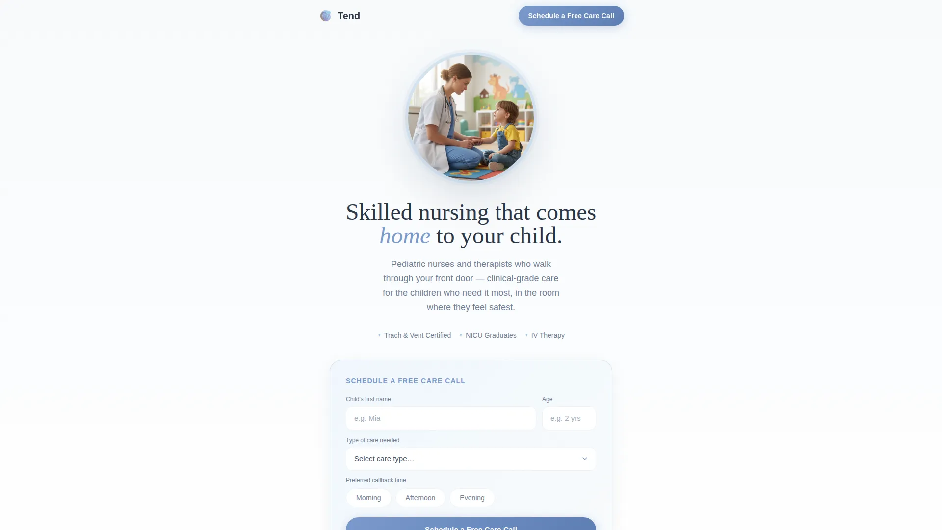Pediatric Home Health Agency Landing Page Template