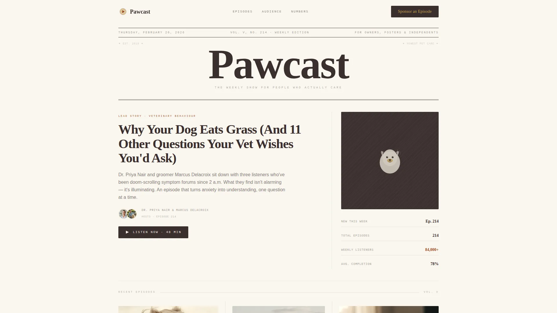 Pet Care Podcast Landing Page Template