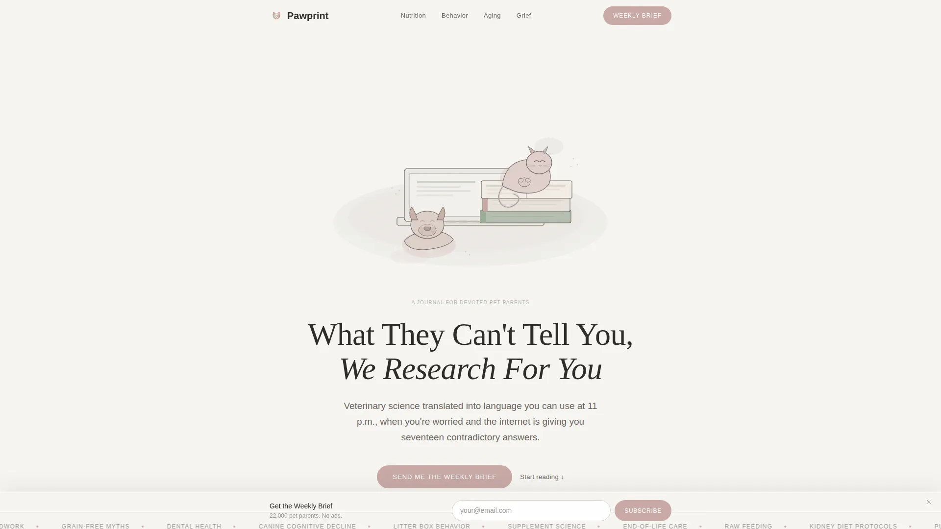 Pet Care Thought Leadership Blog Landing Page